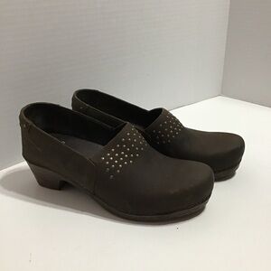 Dansko Brown Clogs with Studded Design